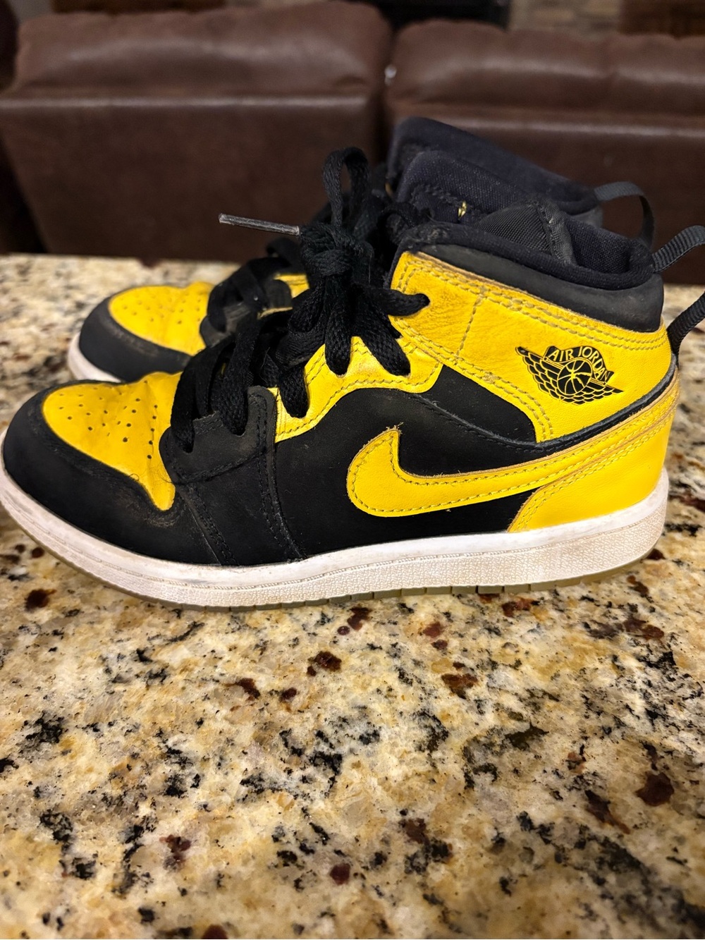 Jordan Kids Yellow and Black High-Top Sneakers